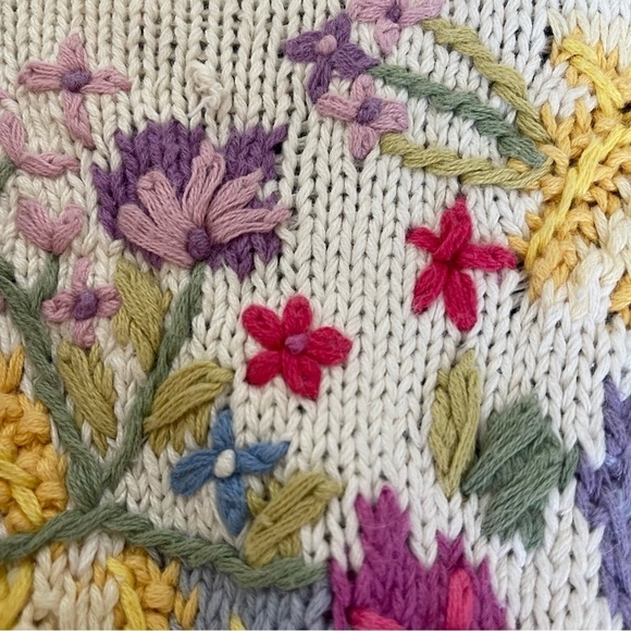 JENNIFER REED Vintage Cottagecore Floral 80s Hand knit Sweater Size Small - Picture 5 of 9
